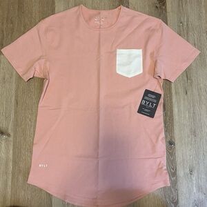 Bylt Premium Basics Drop Cut Short Sleeve Pocket Tee Lux In Coral NWT Size M